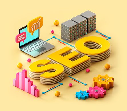 Digital Marketing seo concept. 3d illustration.